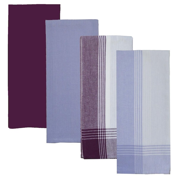 Dunroven House Variety Kitchen Towel, Purple & White, 4PK - RVARTYPUR