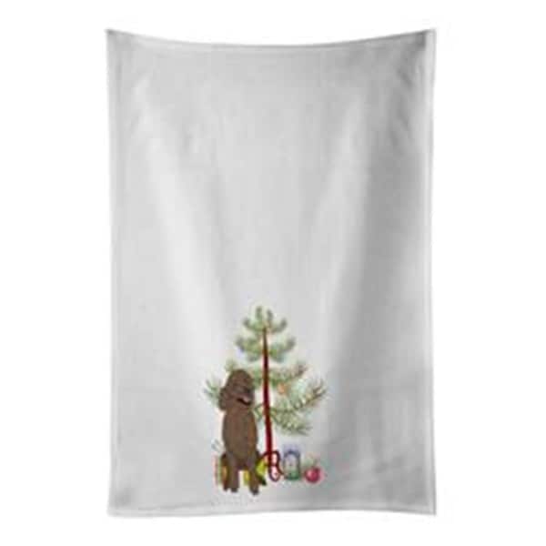 Carolines Treasures 28 x 19 in. Poodle Standard Brown Christmas White Dish Towels Kitchen Towel, 2PK - WDK3120WTKT