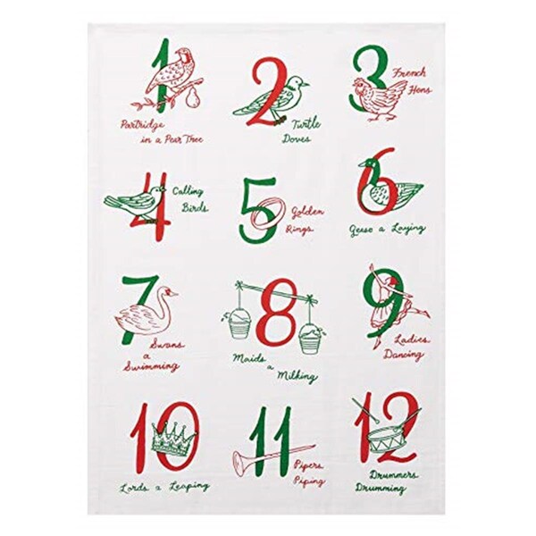 Peking Handicraft 25 in. 12 Days of Christmas Kitchen Towel, 4PK - 04JES1524WC