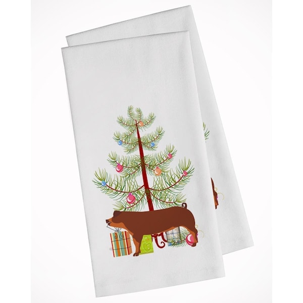 Carolines Treasures Duroc Pig Christmas White Kitchen Towel, 2PK - BB9309WTKT
