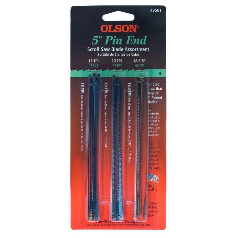 Hoja de sierra de marquetería de acero de extremo liso de 5 pulgadas de largo Olson. Número universal 4 con 36 dientes por pulgada (paquete de 12) - SP46500