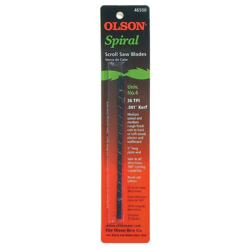 Hoja de sierra de marquetería de acero de extremo liso de 5 pulgadas de largo Olson. Número universal 4 con 36 dientes por pulgada (paquete de 12) - SP46500