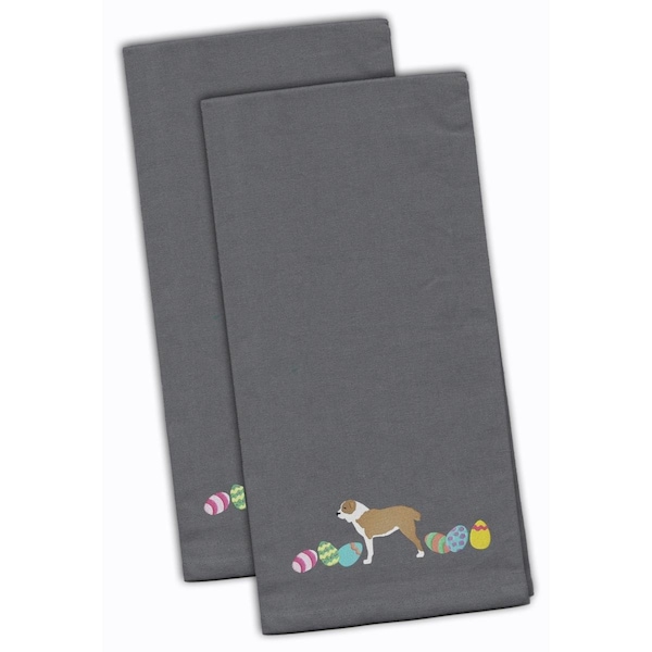 Carolines Treasures Central Asian Shepherd Easter Gray Embroidered Kitchen Towel, 2PK - CK1623GYTWE