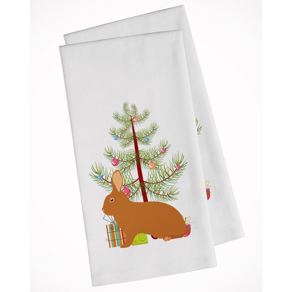 Carolines Treasures Rex Rabbit Christmas White Kitchen Towel, 2PK - BB9336WTKT