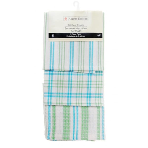 Mr. Mjs Trading 3 Piece Tea Towels Set, Mid Blue Plaid - AG-34623