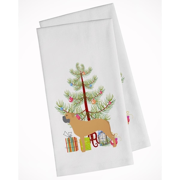 Carolines Treasures Bullmastiff Merry Christmas Tree White Kitchen Towel, 2PK - BB2989WTKT
