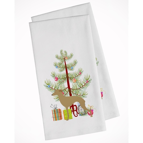 Carolines Treasures Italian Greyhound Merry Christmas Tree White Kitchen Towel, 2PK - BB2932WTKT
