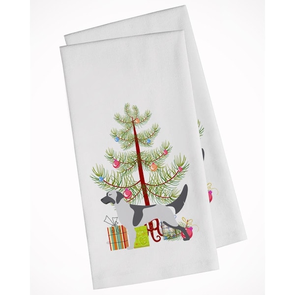 Carolines Treasures English Setter Merry Christmas Tree White Kitchen Towel, 2PK - BB2899WTKT