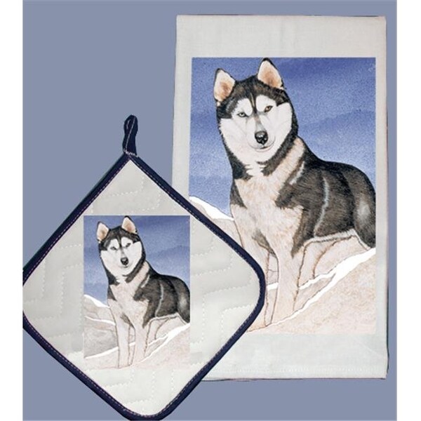 Pipsqueak Productions Pipsqueak Productions DP927 Dish Towel and Pot Holder Set - Siberian Husky - DP927