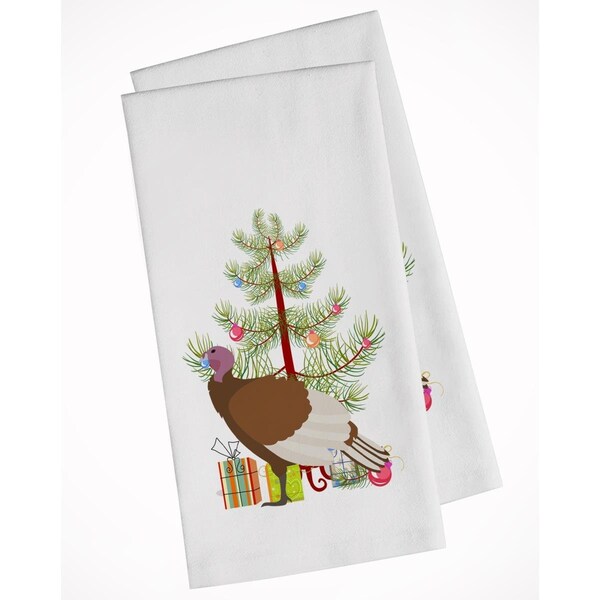 Carolines Treasures Bourbon Red Turkey Hen Christmas White Kitchen Towel, 2PK - BB9349WTKT