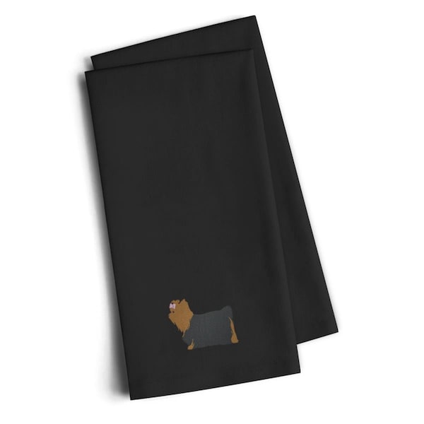 Carolines Treasures Yorkshire Terrier Yorkie Black Embroidered Kitchen Towel, Set of 2, 2PK - BB3434BKTWE