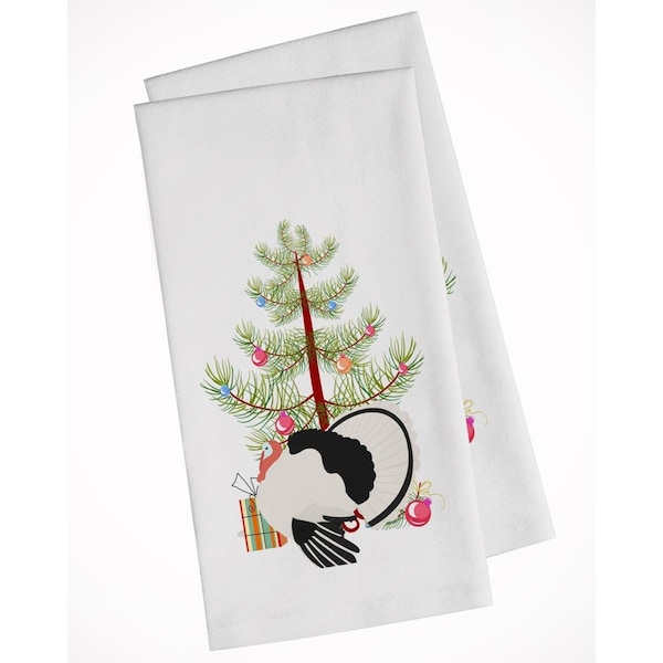 Carolines Treasures Royal Palm Turkey Christmas White Kitchen Towel, 2PK - BB9355WTKT