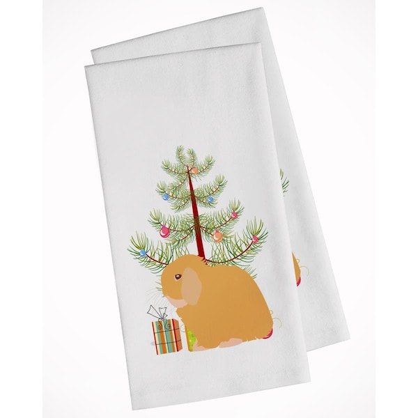 Carolines Treasures Holland Lop Rabbit Christmas White Kitchen Towel, 2PK - BB9335WTKT