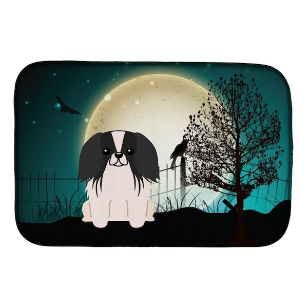 Carolines Treasures Halloween Scary Pekingnese Black & White Dish Drying Mat - BB2295DDM