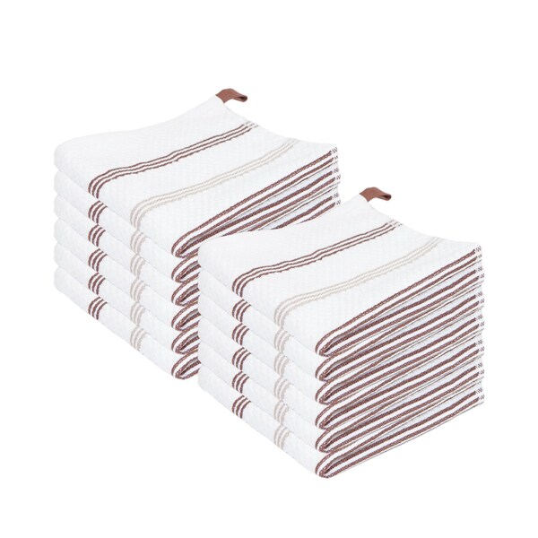 Monarch Brands Premier Dishcloths Striped - Tan, Brown, 12PK - P-SC-DC-STTBR