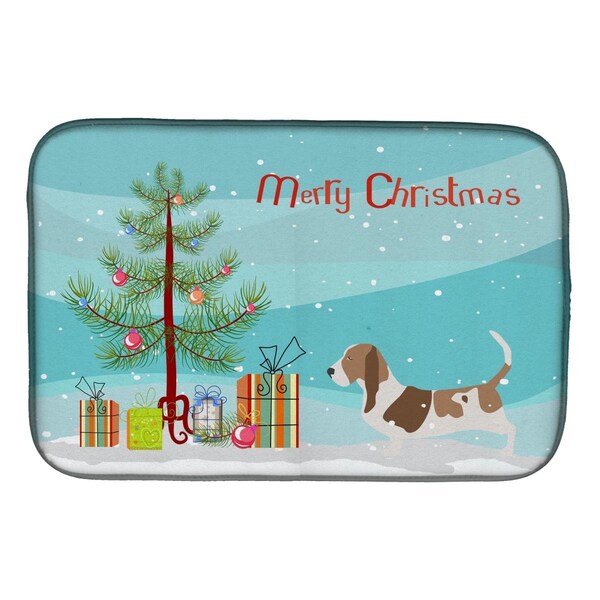 Carolines Treasures Basset Hound Merry Christmas Tree Dish Drying Mat - BB2920DDM