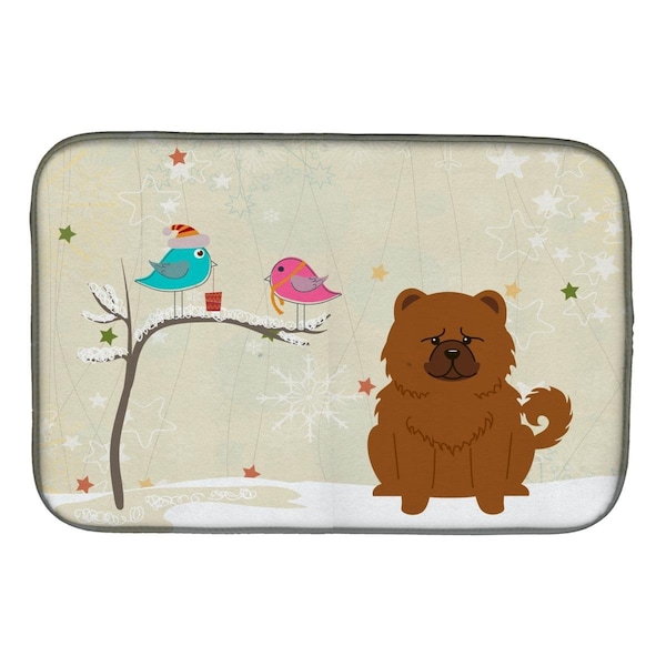 Carolines Treasures Christmas Presents Between Friends Chow Chow Red Dish Drying Mat - BB2614DDM