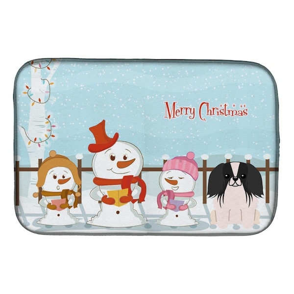 Carolines Treasures Merry Christmas Carolers Pekingnese Black & White Dish Drying Mat - BB2436DDM