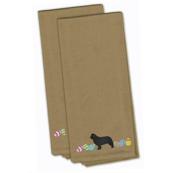 Carolines Treasures Newfoundland Easter Tan Embroidered Kitchen Towel - CK1665TNTWE
