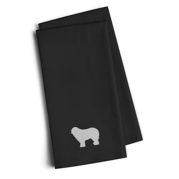 Carolines Treasures Komondor Black Embroidered Kitchen Towel, Set of 2 - BB3455BKTWE