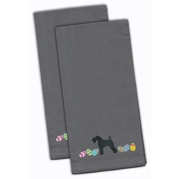 Carolines Treasures Kerry Blue Terrier Easter Gray Embroidered Kitchen Towel - CK1659GYTWE