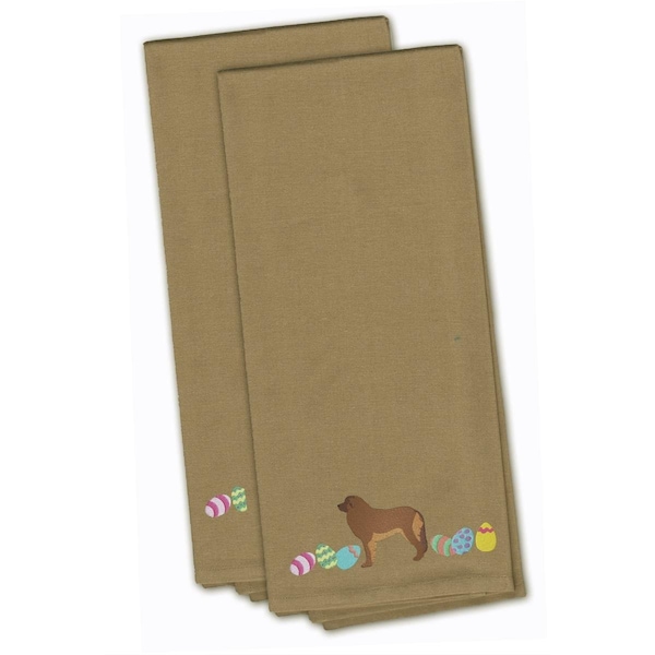 Carolines Treasures Leonberger Easter Tan Embroidered Kitchen Towel - CK1661TNTWE
