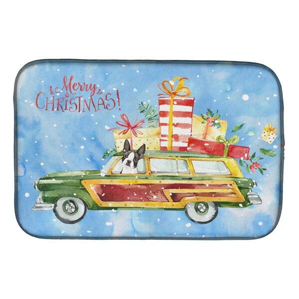 Carolines Treasures Merry Christmas Boston Terrier Dish Drying Mat - CK2397DDM