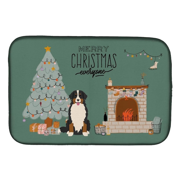 Carolines Treasures 14 x 21 in. Bernese Mountain Dog Christmas Everyone Dish Drying Mat - CK7599DDM
