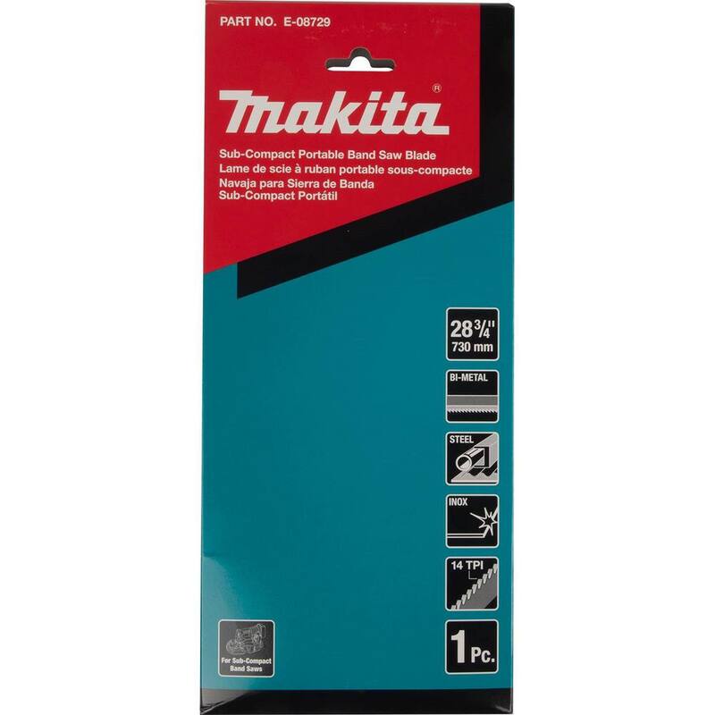 Si aparece "Makita 28-3/4 in. 14 TPI Bi-Metal LXT Sub-Compact Portable Band Saw Blade - E-08729" en español sin traducir la palabra "Makita".