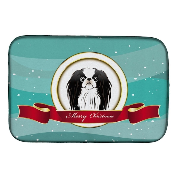 Carolines Treasures Japanese Chin Merry Christmas Dish Drying Mat - BB1540DDM