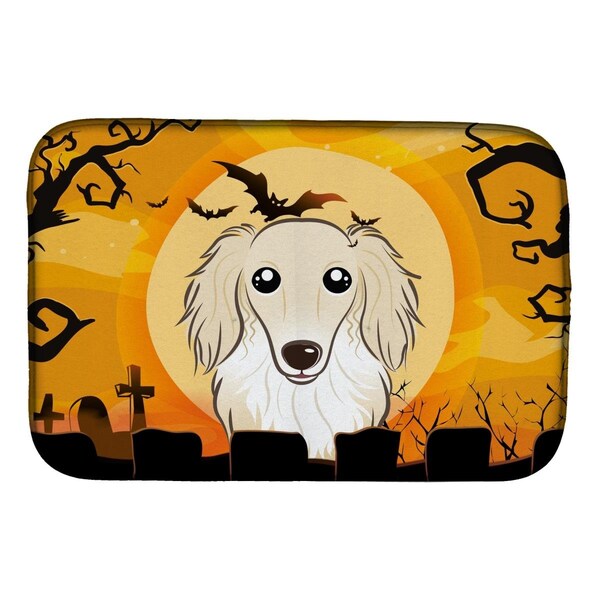 Carolines Treasures Halloween Longhair Creme Dachshund Dish Drying Mat - BB1770DDM