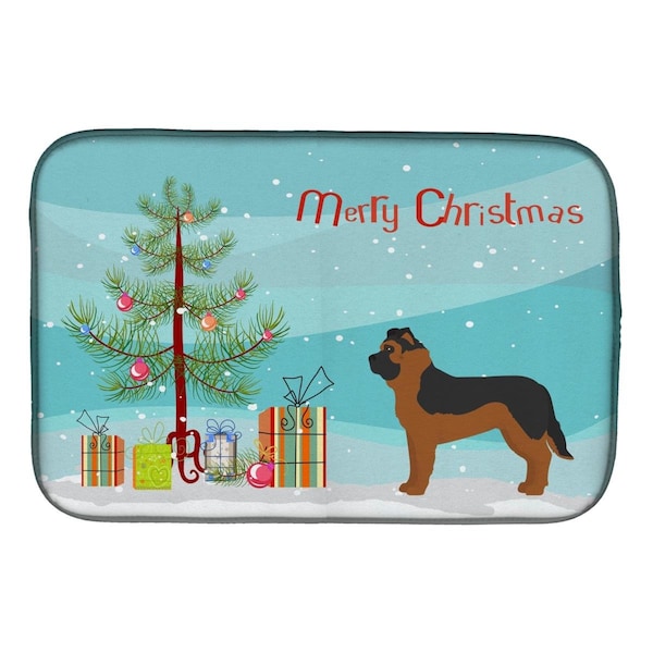 Carolines Treasures Black German Shepherd Mastiff Mix Christmas Tree Dish Drying Mat - CK3833DDM