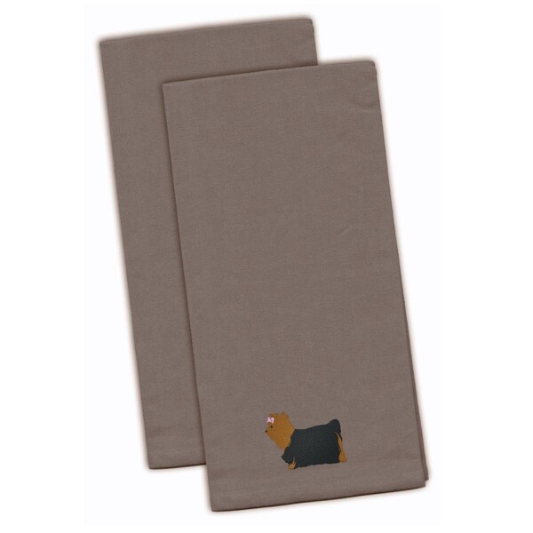 Carolines Treasures Yorkshire Terrier Yorkie Gray Embroidered Kitchen Towel - BB3434GYTWE