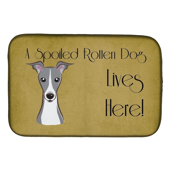 Carolines Treasures Italian Greyhound Spoiled Dog Lives Here Dish Drying Mat - BB1484DDM