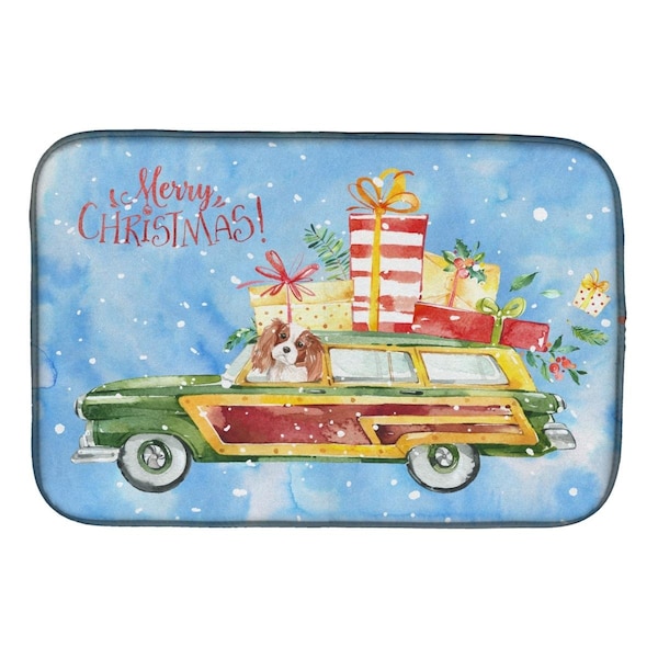 Carolines Treasures Merry Christmas Blenheim Cavalier Spaniel Dish Drying Mat - CK2438DDM