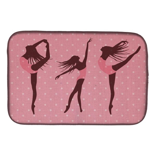 Carolines Treasures Dancers Linen Pink Polkadots Dish Drying Mat - BB5378DDM