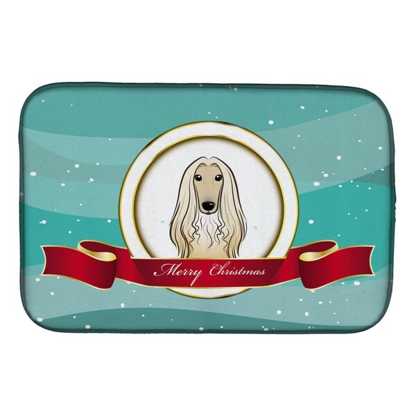 Carolines Treasures Afghan Hound Merry Christmas Dish Drying Mat - BB1554DDM