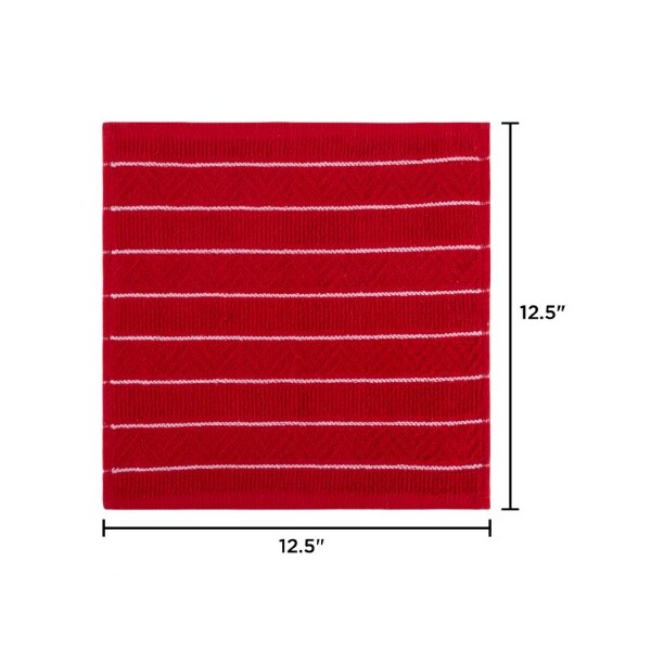 Hastings Home Set of 16 Kitchen Dish Cloth, 12.5x12.5", 100-percent Absorbent Cotton, Chevron Weave Pattern, 4 Colors - 365229UKV