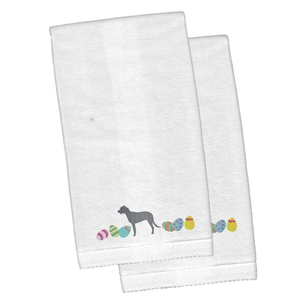Carolines Treasures Irish Wolfhound Easter White Embroidered Plush Hand Towel - CK1653KTEMB