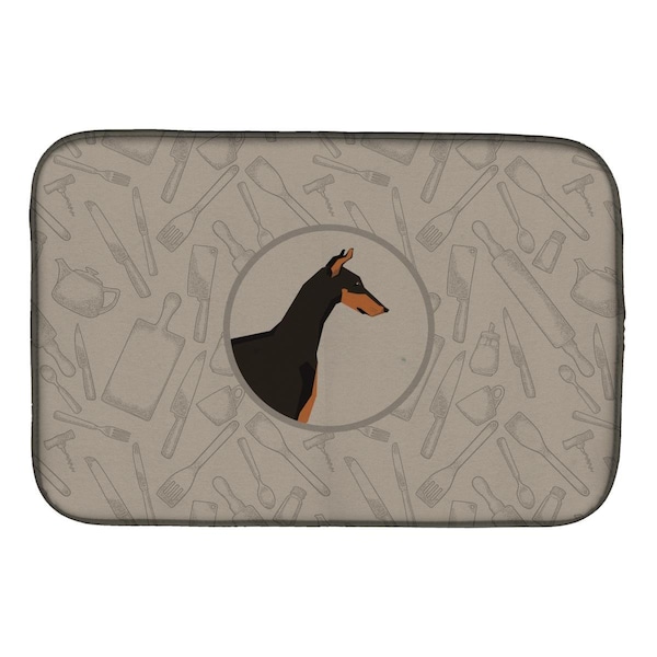 Carolines Treasures Doberman Pinscher in the Kitchen Dish Drying Mat - CK2182DDM