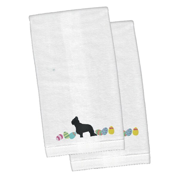 Carolines Treasures Briard Easter White Embroidered Plush Hand Towel - CK1616KTEMB