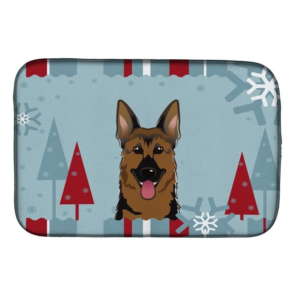 Carolines Treasures Winter Holiday German Shepherd Dish Drying Mat - BB1707DDM
