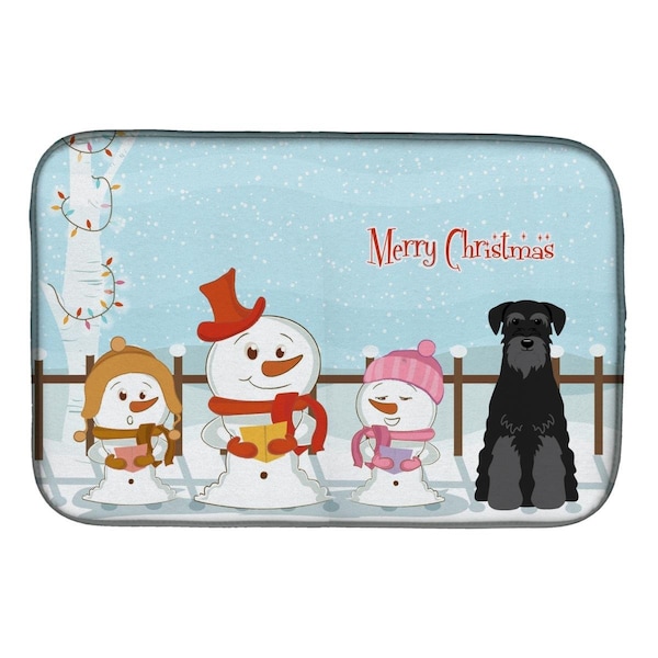 Carolines Treasures Merry Christmas Carolers Standard Schnauzer Black Dish Drying Mat - BB2363DDM