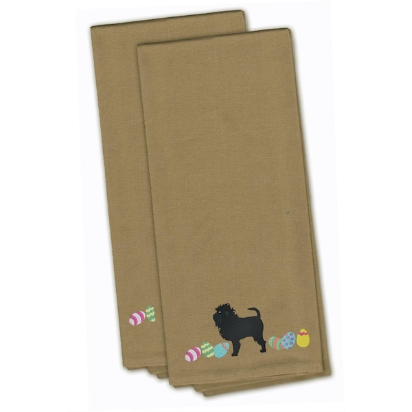 Carolines Treasures Affenpinscher Easter Tan Embroidered Kitchen Towel - CK1591TNTWE