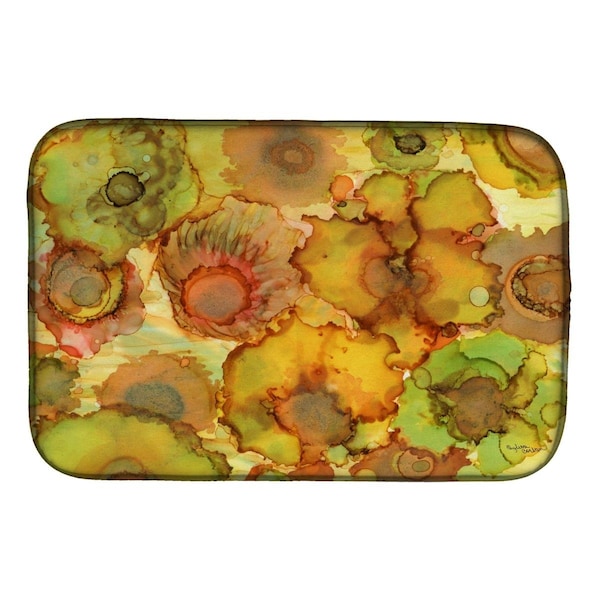 Carolines Treasures Abstract Flowers in Yellows & Oranges Dish Drying Mat - 8986DDM