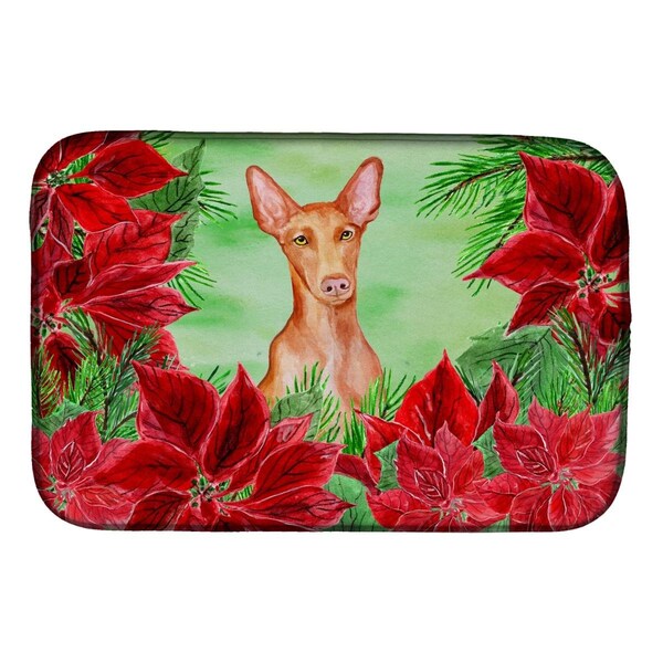 Carolines Treasures Pharaoh Hound Poinsettas Dish Drying Mat - CK1362DDM