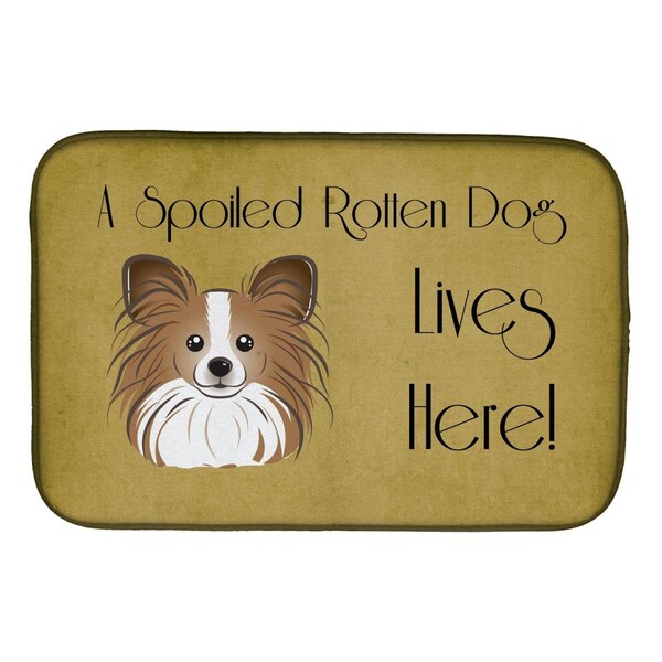 Carolines Treasures Papillon Spoiled Dog Lives Here Dish Drying Mat - BB1496DDM