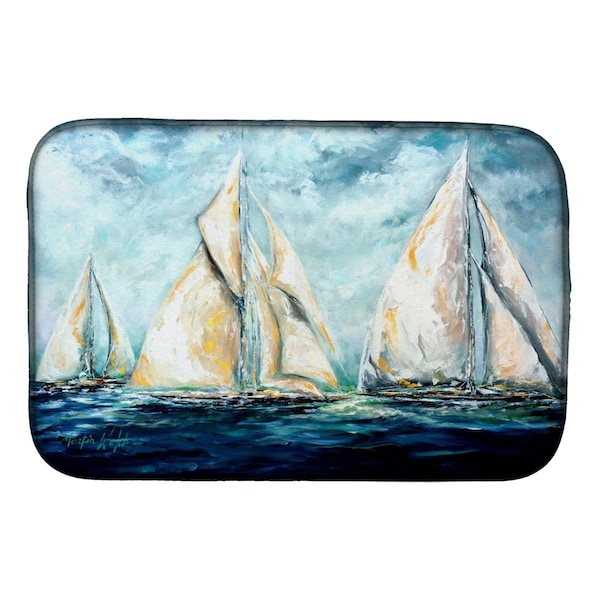 Carolines Treasures The Last Mile Sail Boats Dish Drying Mat - MW1283DDM