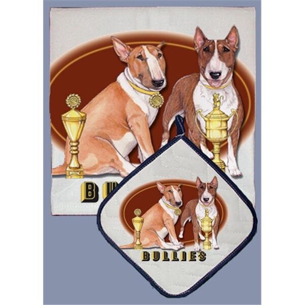Pipsqueak Productions Pipsqueak Productions DP985 Dish Towel and Pot Holder Set - Bull Terrier - DP985