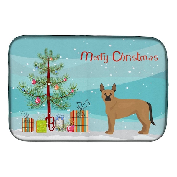Carolines Treasures Tan German Shepherd Mastiff Mix Christmas Tree Dish Drying Mat - CK3832DDM